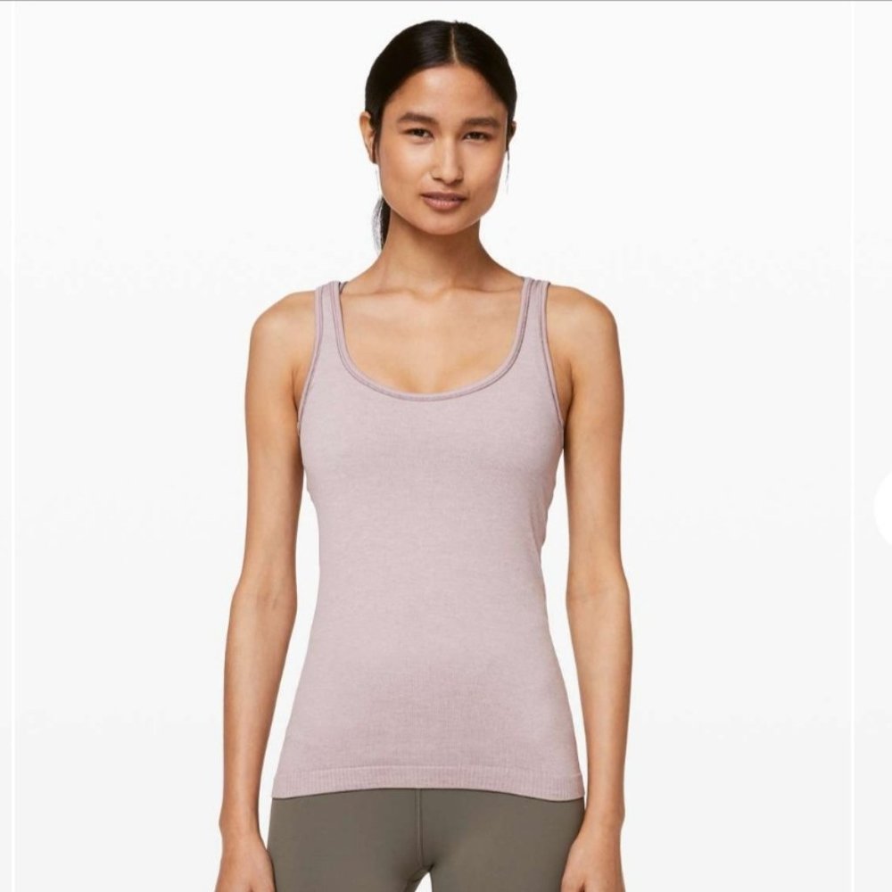 Lululemon Seek Simplicity Ribbed Tank Top Powdered Mauve Pink W1BP6S Size 4